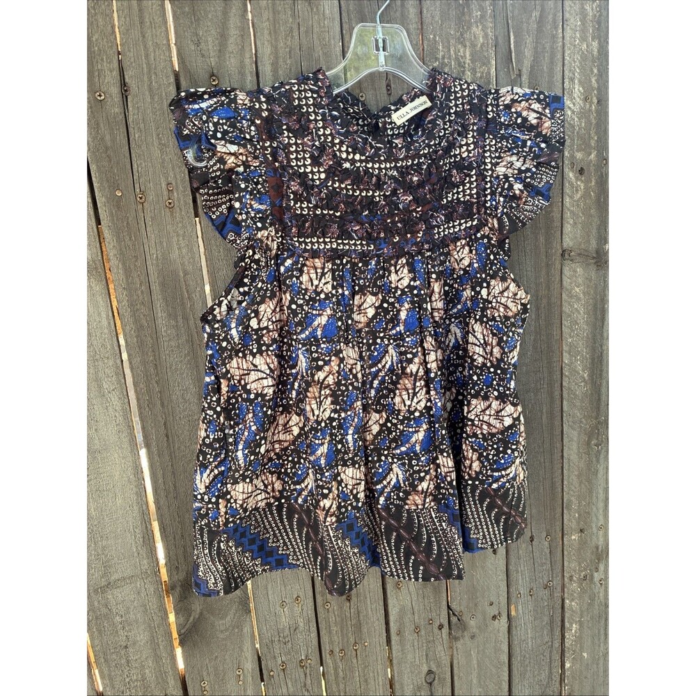 Ulla Johnson Alexi Blouse Floral Ruffle Short Sleeve Sz 2 - Picture 4 of 8